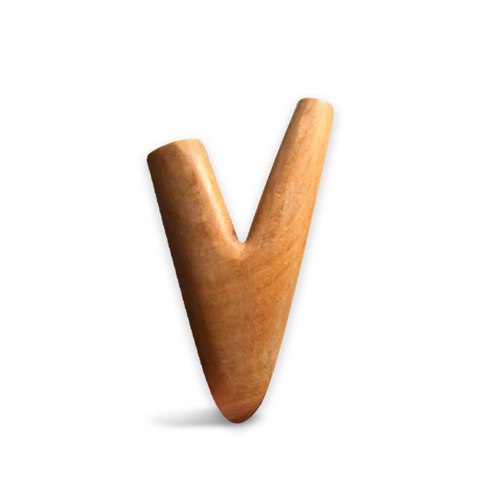 Hand-carved wooden Kuripe pipe for Hapé, traditional self-applicator tool with V-shaped design.