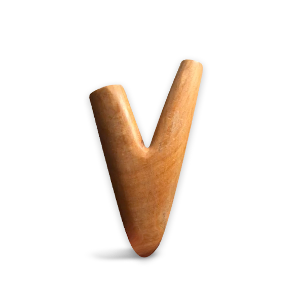Hand-carved wooden Kuripe pipe for Hapé, traditional self-applicator tool with V-shaped design.